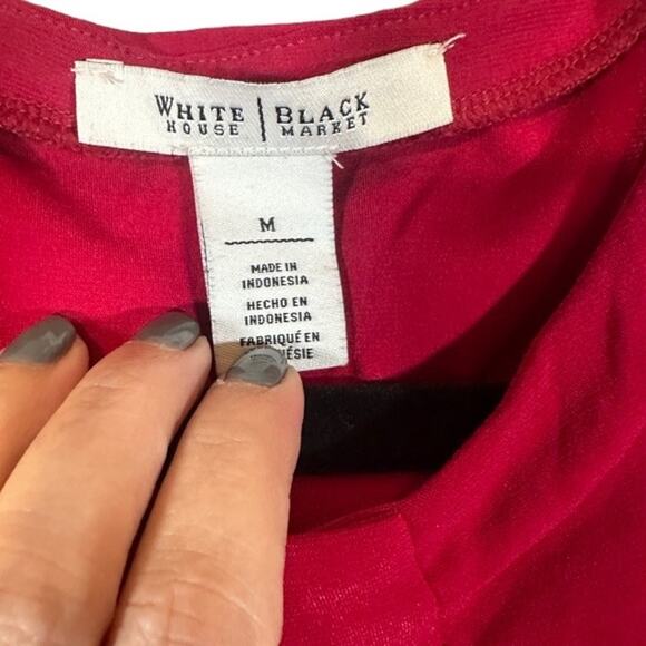 WHBM Dark Pink Short Sleeve Pleated Front Lightweight Blouse Women Sz M - Picture 6 of 8